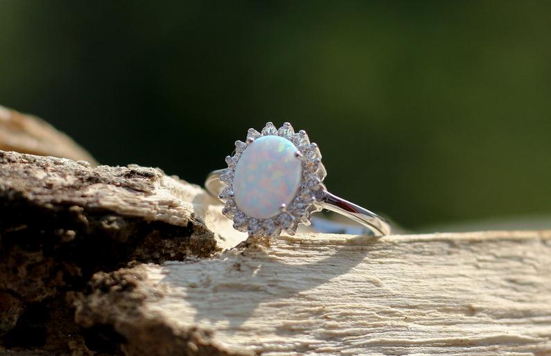 white fire opal rings online