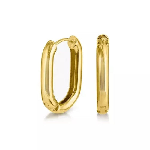 Gold Oval Link Hoop Earrings