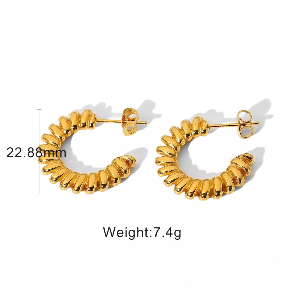 18K Gold-Filled Spiral Twist Hoop Earrings