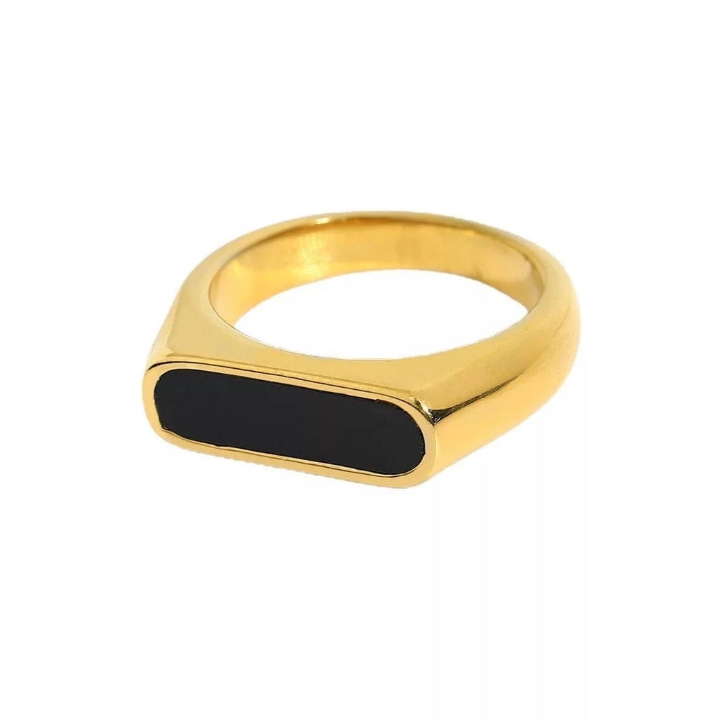 18K Gold-Filled Rectangle Shell Ring Black - Best Quality Gold Filled ...