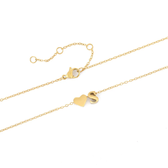 Heart with initial Necklace gold filled