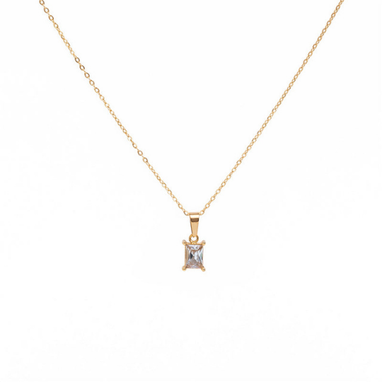 18K Gold-Filled Baguette Pendant Necklace