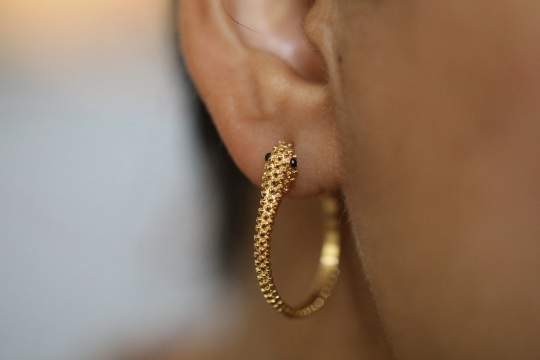 18k Gold Filled Snake Hoop Earrings 