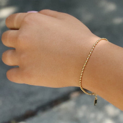 18K Gold-Filled Oval Beaded Bracelet