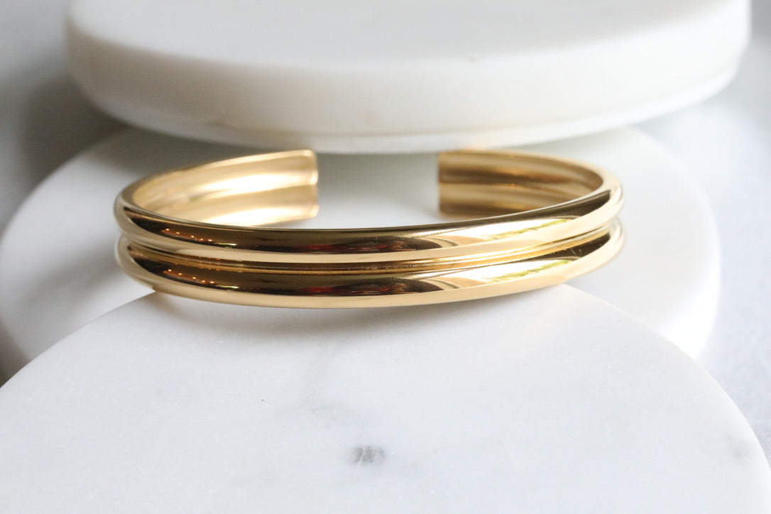 18K Gold-Filled Open Cuff Bangle Bracelet