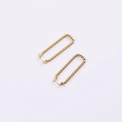 18K Gold-Filled Rectangle Twist Hoop Earrings