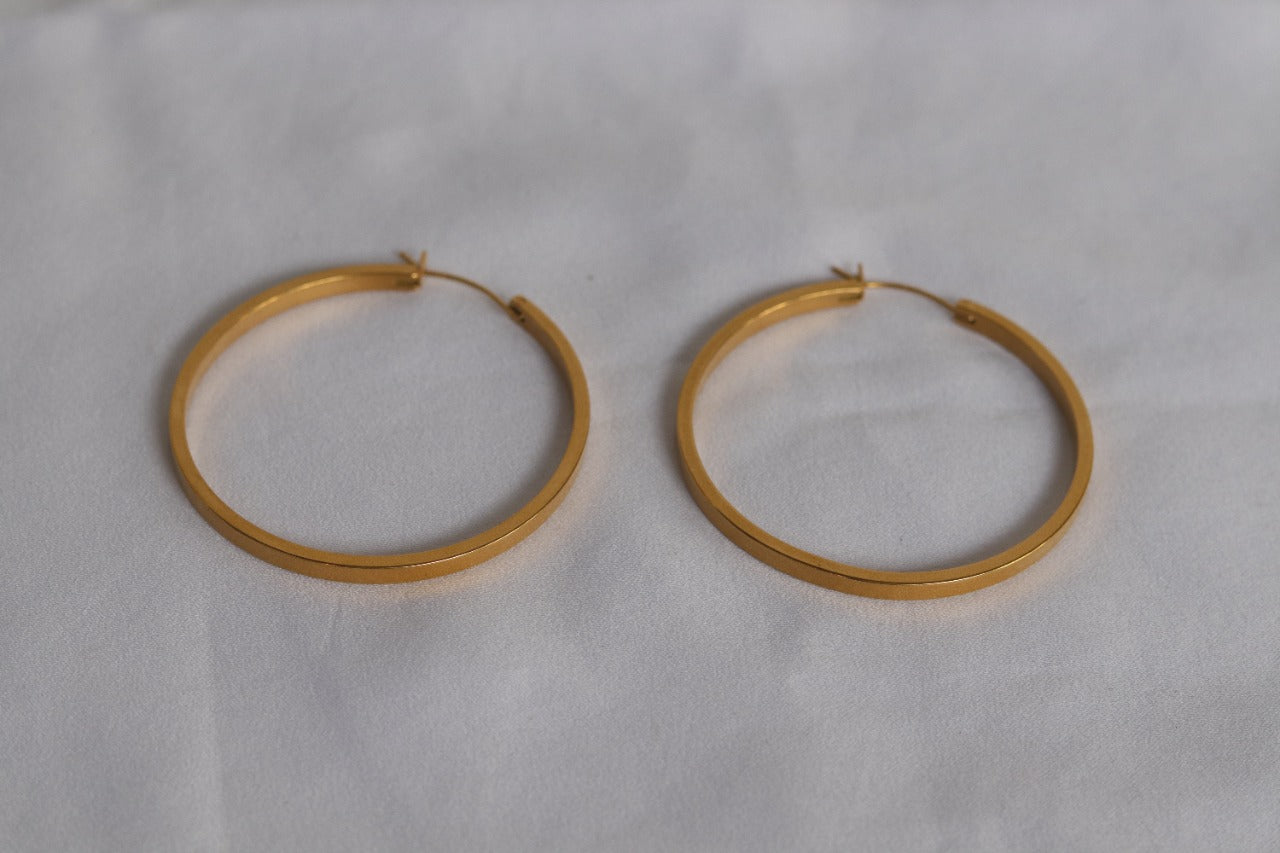 18K Gold-Filled Big Flat Hoop Earrings