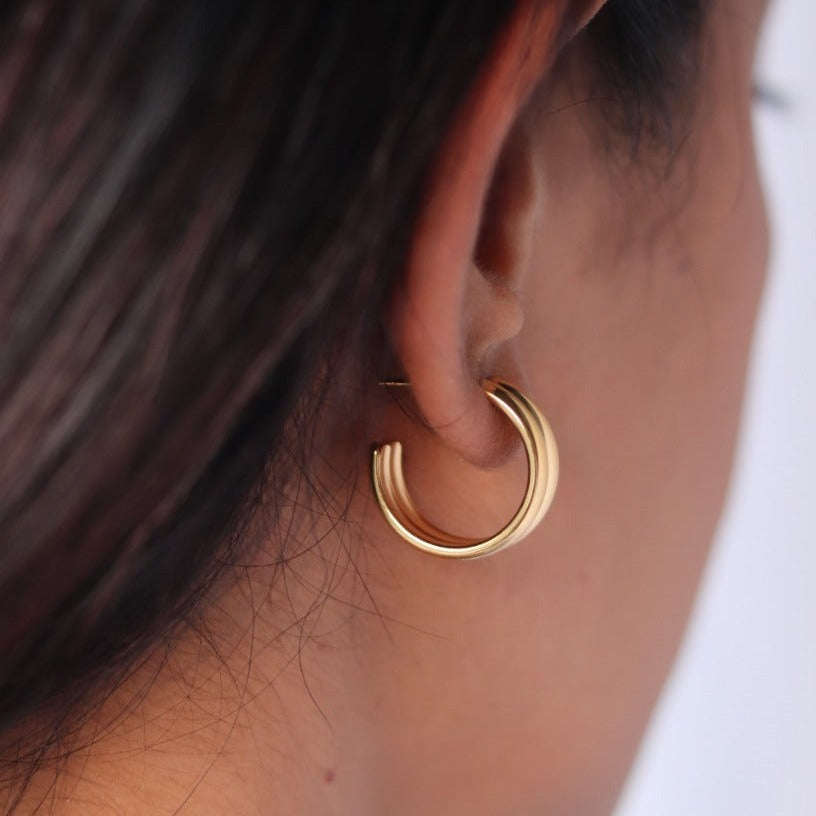 18K Gold-Filled Open Double Hoop Earrings