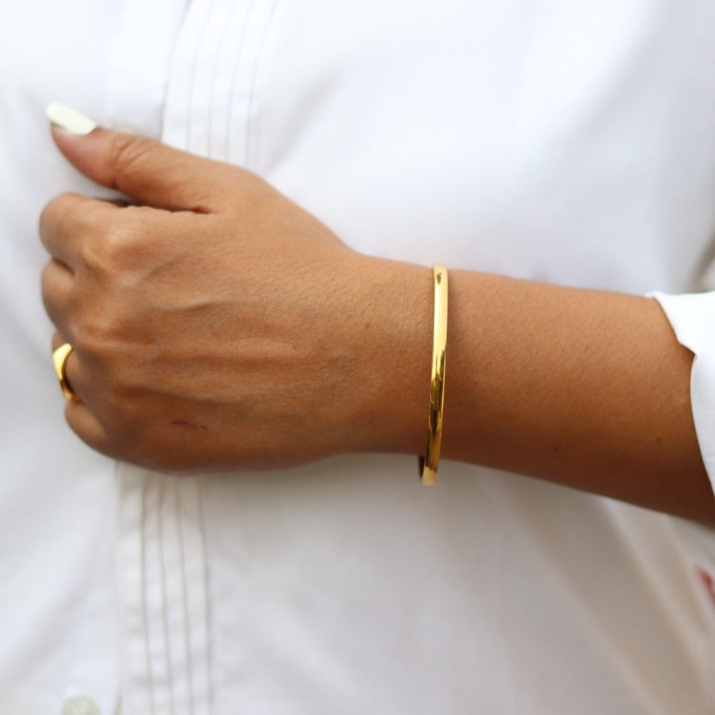 Solid Twist 18KGF Yellow Gold Filled Bangle Bracelet – Ladies Small 60mm, Antique Signed, Handmade