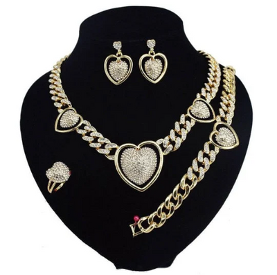 XO heart Cuban Jewelry Set