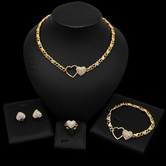 XO Double Hearts Necklace set