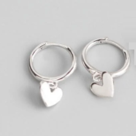 Shop Now Sterling Silver Heart Charm Hoops