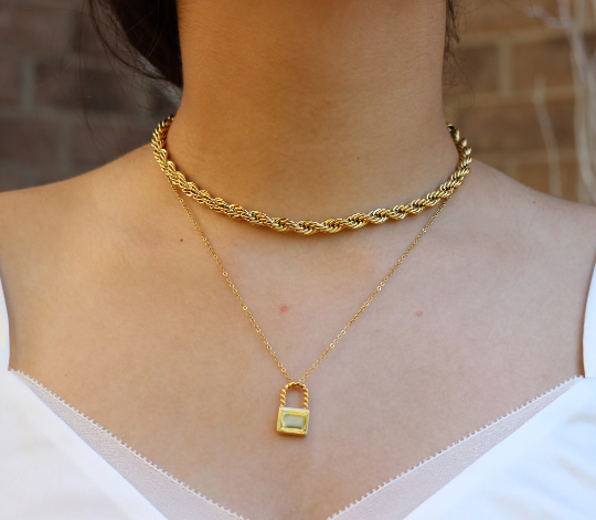 18K Gold-Filled Padlock Pendant Necklace