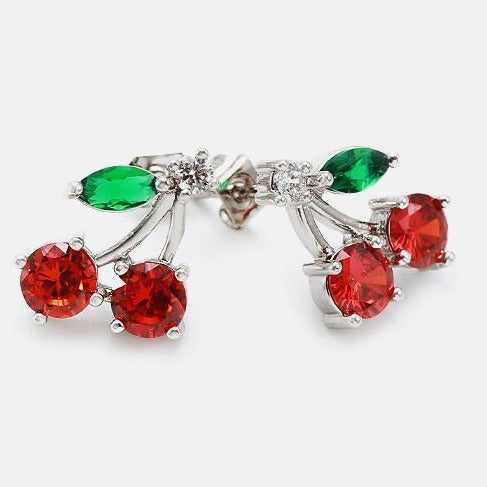 double Cherry Earrings with stones