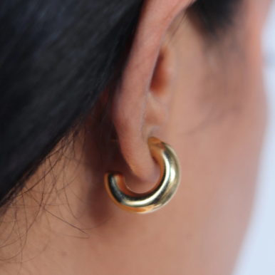 Gold Thick Open Hoops Earrings