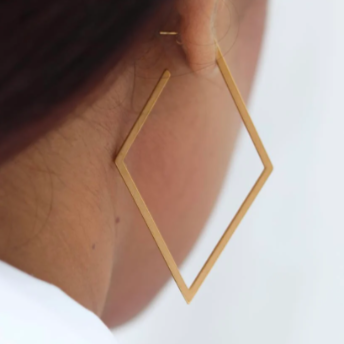Real Gold Rhombus Earrings
