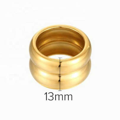 13mm double band chunky ring gold