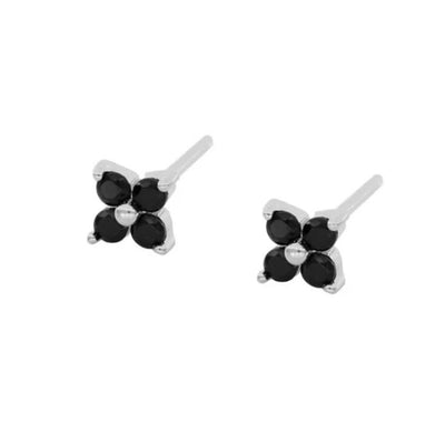 Black CZ Flower Earrings for women