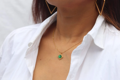 18K Gold-Filled Green Gemstone Necklace