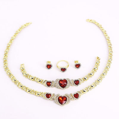 XO Ruby Heart Necklace Set