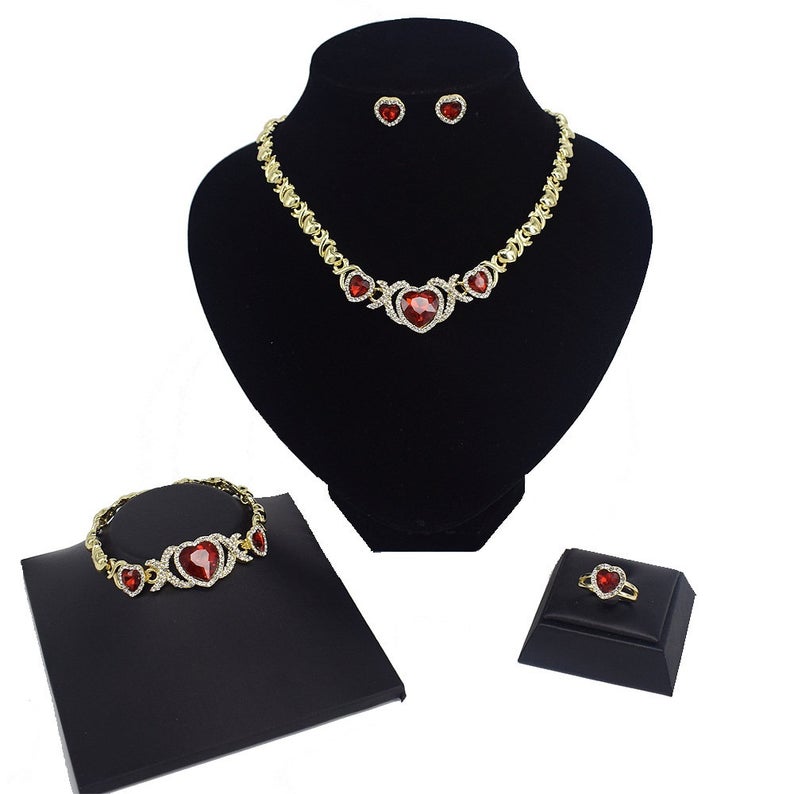 XO Ruby Heart Necklace Set