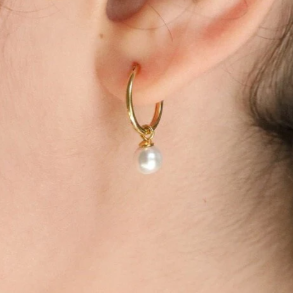 Hoop Earrings with pearl  For sale 