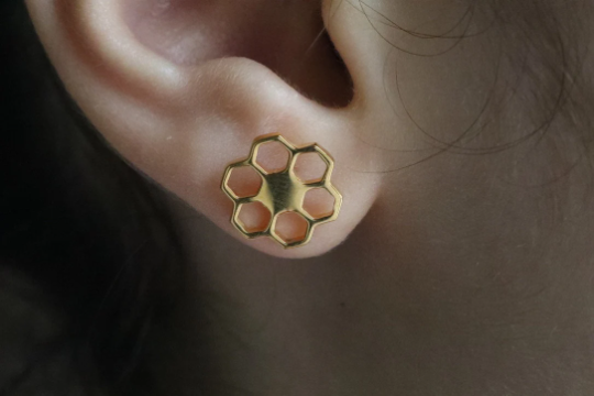 Real Gold Bee Stud Earrings
