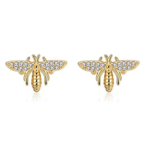 Have a Look at 925 Sterling Silver Bee Stud Earrings