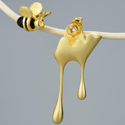 Order Now Best quality Gold Honey Bee Irregular Earrings