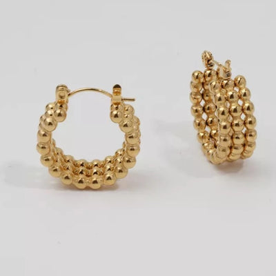 18K Gold-filled Bead Hoop Earrings