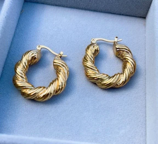 18K Gold-Filled Heavy Twisted Hoops