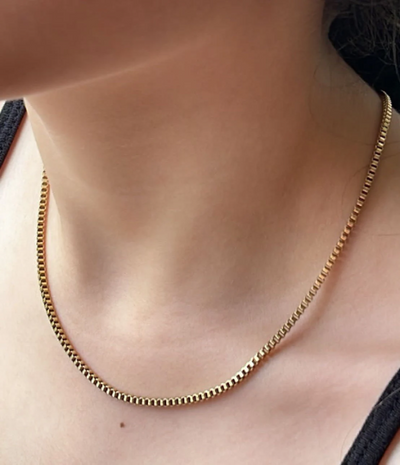 Gold Box Chain Necklace