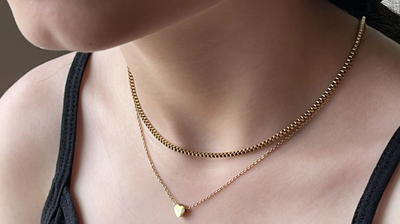 Double Layered Cuban Chain Necklace gold