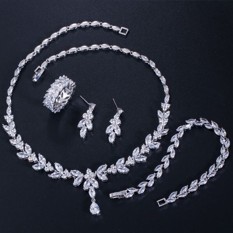 Bridal Jewelry Set earrings/ring/necklace/bracelet 