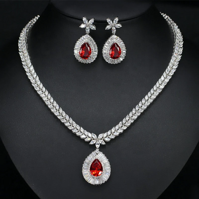 Silver bridal necklace set 