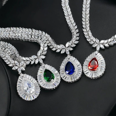 Shop Online Zirconia Bridal Necklace Set.