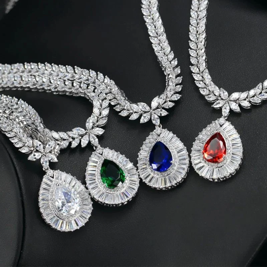 Shop Online Zirconia Bridal Necklace Set.