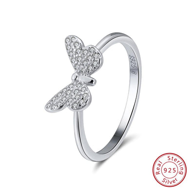 Silver Cz Butterfly Ring