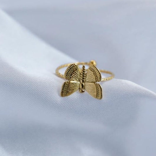 gold filled Butterflies Adjustable Ring
