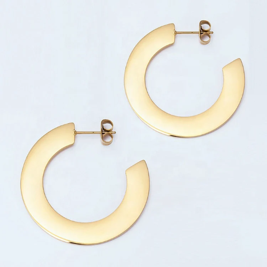 Large Flat Hoop Earrings For sale