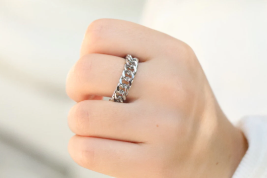 Silver Cuban Link Ring