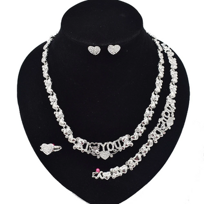 Silver Xo Necklace Set