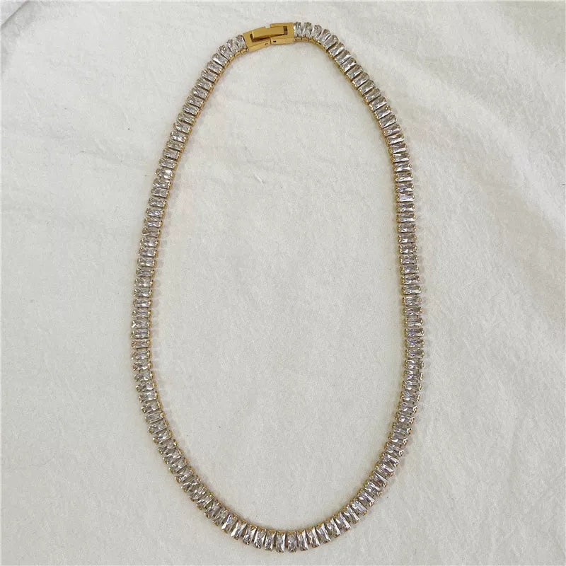 18K Gold-Filled Baguette Tennis Necklace Set