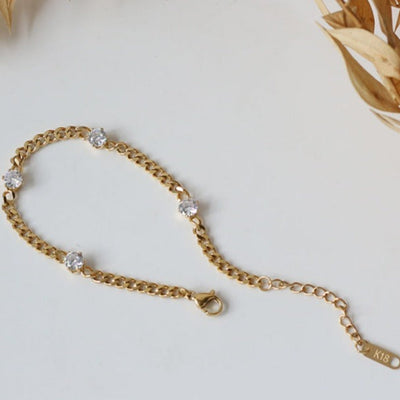 18K Gold-Filled Cz Cuban Chain Bracelet