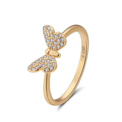Gold Cubic Zirconia Butterfly Ring