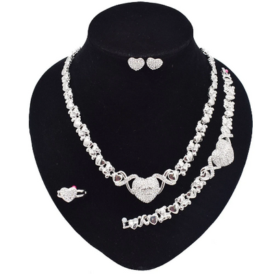 Silver I love you necklace set 