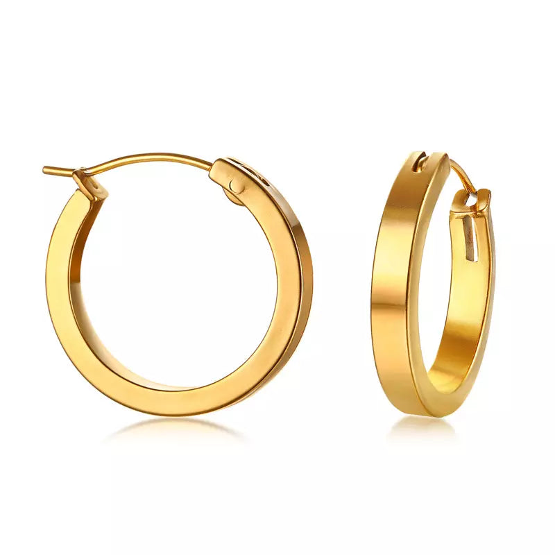 18K Gold-Filled Flat Small Hoop Earrings