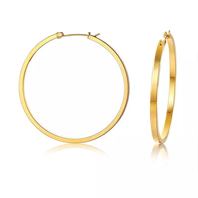 18K Gold-Filled Big Flat Hoop Earrings