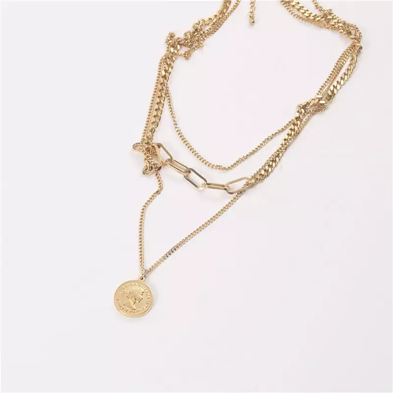 18K Gold-Filled 3 Layer Necklace Set