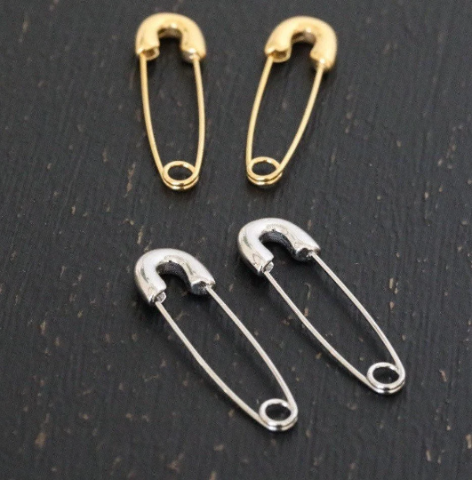 Well Designed 18k Gold Filled Safety Pin Hoop Earrings
